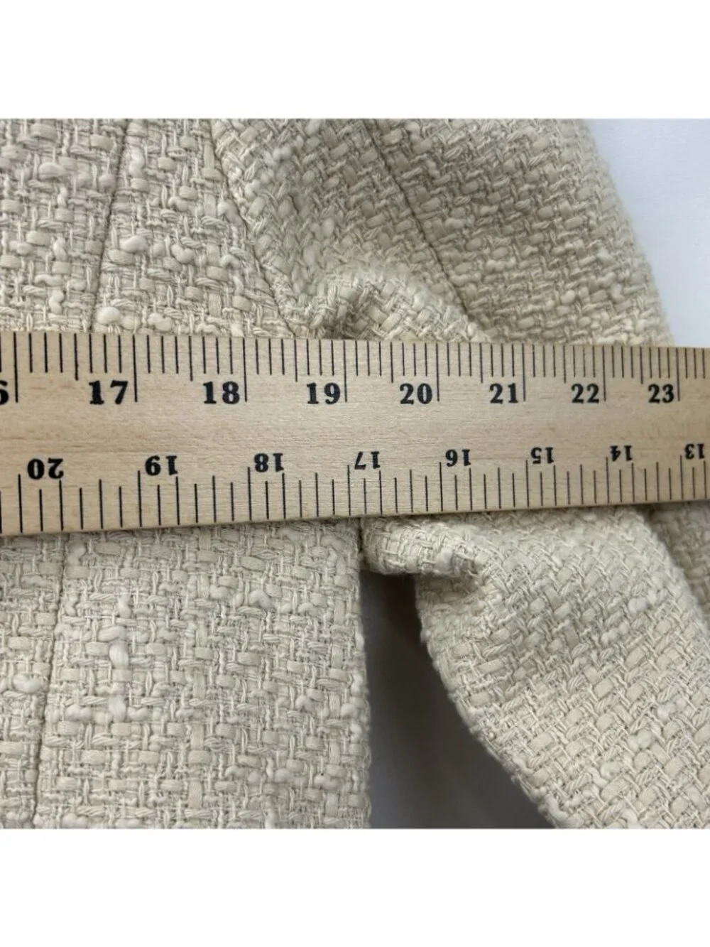 Quince Womens Size Large Stretch Tweed Collarless Jacket Ivory Coast Long Sleeve - Picture 7 of 16